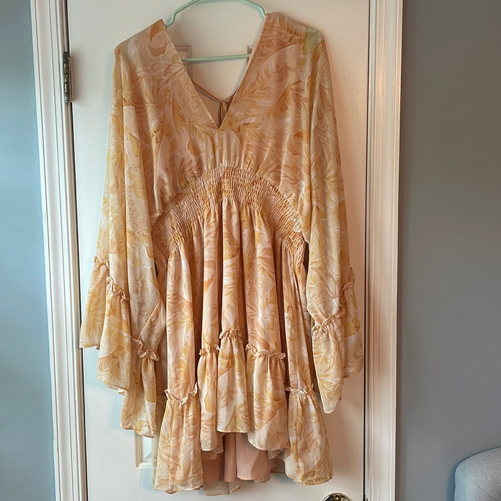 VICI yellow flutter sleeve dress